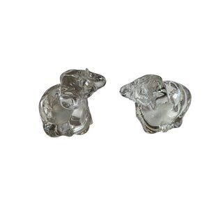 Gorham Germany Vtg clear Crystal Elephants Salt & Pepper Shakers Collectible
